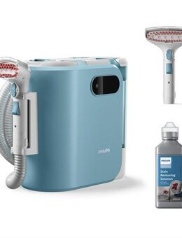 Philips Wasch-Sauger XW3193/11 3000 Series mit 2 Bürsten unterschiedlicher Größe, 400 W, beutellos, reinigt zahlreiche weiche Oberflächen, kompakt, Blau / Seidenweiß