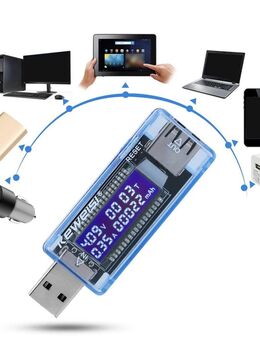 Messgerät USB 2.0 Typ A, Spannung 4V - 20V, maximal 3A, Strom-, Spannung-, Ladezeit-, Ladekapazitätsanzeige LCD, genaue Messung mit einer Fehlertoleranz von 1% bei zwei Messungen pro Sekunde, Reset Taste - Fürth