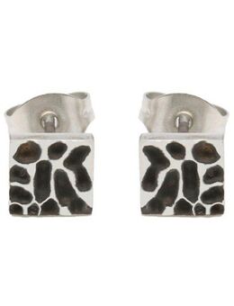Firetti Paar Ohrstecker Schmuck Geschenk Ohrschmuck Quadrat Leoprint, Made in Germany
