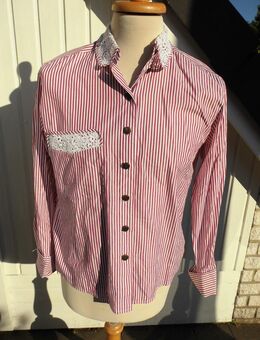Jacques Britt Bluse Baumwolle Spitzenkragen Manschettenknöpfe gestreift Vintage 5,- - Flensburg