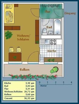 Aktuelle Renovierung einer 1-Raum-Wohnung mit Balkon! - Dresden