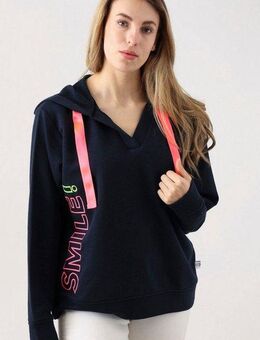 Zwillingsherz Sweatshirt Smile breite Bänder, V-Ausschnitt, Details in neonfarben, Kapuze, Langarm
