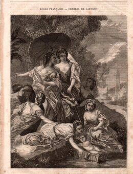 Grafik : Ecole francais - Charles de Lafosse , Moise sauve des eaux. , Blattgröße 30,5cm x 21cm , M400 - Görlitz