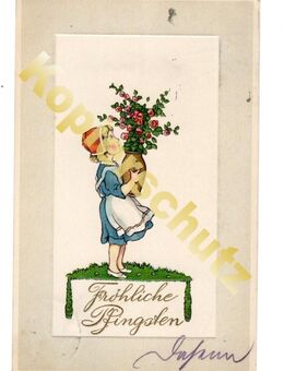 Alte Grußkarte „Fröhliche Pfingsten“, gel. 1912 - Landsberg