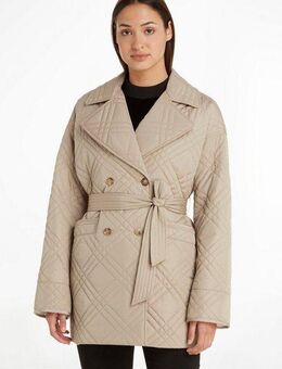 Tommy Hilfiger Steppmantel QUILTED SHORT TRENCH mit Bindegürtel und Tommy Hilfiger Markenlabel