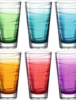 LEONARDO Longdrinkglas VARIO STRUTTURA, Glas, Colori-Glas, Farbverlauf, 280 ml, 6-teilig