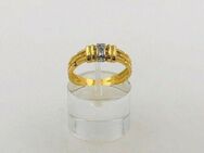 Damen Band Ring aus 14 kt Gold mit 0.01 ct Diamant - Gr 54 EU - Leimen Zentrum