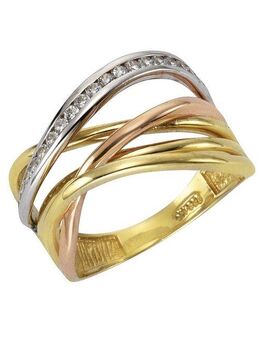 Fascination by Ellen K. Fingerring 333 Gold 3-farbig Zirkonia weiß