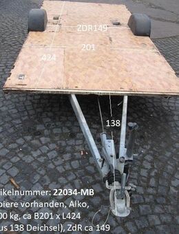 Plattformanhänger 1100kg ca 424 x 201 mit Brief, ZdR 149, Alko, ideal für TINY House, Quad- Zweirad-Maschinentransporter gebr. (Bürstner Lux E653 4602 BJ 88) - Schotten Zentrum