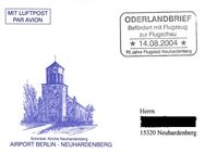 Oderlandbrief: 14.08.2004, "70 Jahre Flugplatz Neuhardenberg", Ganzstück (Postkarte), Sonderstempel - Brandenburg (Havel)