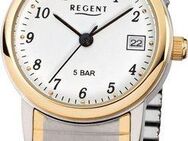 Regent Quarzuhr F889 - 76104199, Armbanduhr, Damenuhr, Datum, analog, Flexband, Zugband