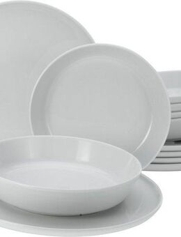CreaTable Tafelservice Geschirr-Set Chef Collection (12-tlg), 6 Personen, Porzellan, Teller Set, weiß, nordisches Design, 12 Teile, für 6 Personen