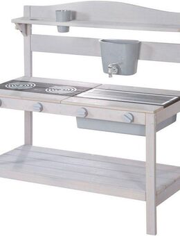 roba® Outdoor-Spielküche Matschküche, grau lasiert, aus Holz Holz, FSC® - schützt Wald - weltweit