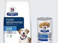 12 kg Hill's Prescription Diet + 3 x 370 g Derm Complete Nassfutter gratis! - d/d Food Sensitivities mit Ente & Reis