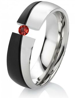 Damenring Edelstahl DE100 mit Granat ROT - Aholming