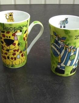 Leopard + Zebra Becher Nana Porzellan Mugs 2 Tassen zus. 5,- - Flensburg