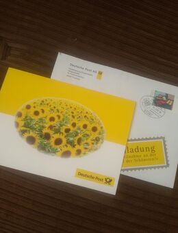 Sonneblumen Karte mit 4 Briefmarken 1998 99 sowie Umschlag mit Marke - Rodgau