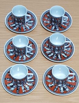 6 Mokka Tassen mit Untertasse, Hand Made, Painted in Greece, H 4,5 cm, Ø 4,5 cm, Untertassen Ø 10 cm - Lindenberg (Allgäu)