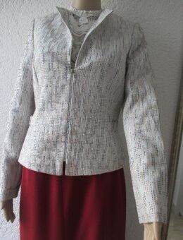 NEU * Edel * Seiden- Schimmer * wie Karo- Stickerei * Kostüm * Anzug * Kurz * BLAZER * JACKE "BIBA by ESCADA" Gr. 34- 36/ XS- S * hell- himmel- blau * serenity * creme- beige * ercù * - Riedlingen