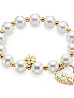 Firetti Armband Schmuck, Geschenk, Armschmuck, Herz und Kleblatt "MOM Love", mit Perle (synth)