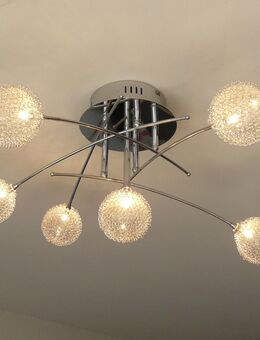 Deckenlampe, 70 cm, 6-flammig, Metall, Kunststoff - Großpösna