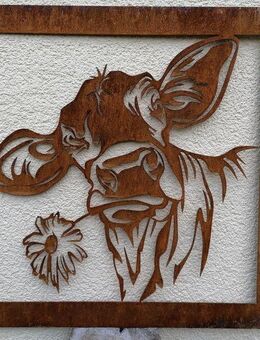 Wandbild "Kuh mit Blume" Edelrost - Kraftisried