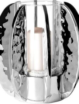 Fink Windlicht GLAMOUR (1 St), Kerzenhalter mit Glas, vernickelt, mit gehämmerter Oberfläche