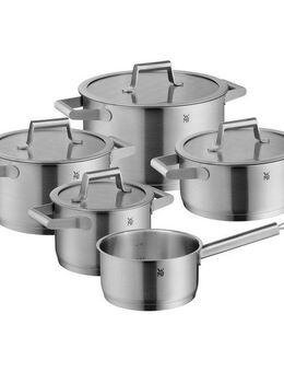 WMF Topf-Set Comfort Line Induktion, Kochtopf Set mit Glasdeckel, mattiert, Cromargan® Edelstahl Rostfrei 18/10 (Set, 5-tlg., je Fleischtopf Ø /16/20/24 cm, Bratentopf Ø 20 cm, Kasserolle Ø 16 cm), Töpfe Set stapelbar, für alle Herdarten geeignet,...