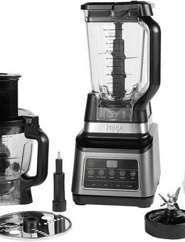 NINJA Kompakt-Küchenmaschine 3-in-1 mit Auto-iQ BN800EU, 1200 W, 2,1 l Schüssel, 1,8 l Schüssel, 0,7 l Tasse und weiterem Zubehör