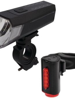 FISCHER Fahrrad Fahrradbeleuchtung Akku-USB-LED Bel.-Set Bodenbel. 80 Lux