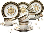 CreaTable Kaffeeservice Geschirr-Set Majestosa (18-tlg), 6 Personen, Porzellan, Service, Dekor schwarz abgesetzt, 18 Teile, für 6 Personen