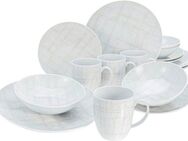 CreaTable Kombiservice Geschirr-Set Home - Shabby Chic (16-tlg), 4 Personen, Porzellan, Service, weiß, Used-und Vintage-Look, zeitlos, 16 Teile für 4 Personen