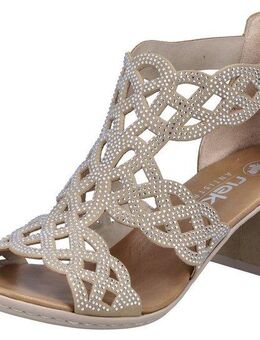 Rieker Sandalette Sommerschuh, Schaftsandale, Urlaubschuh, Blockabsatz mit Glitzersteine
