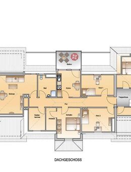 Dachgeschosswohnung in Wabern-ZENNERN zu vermieten, 5 Zimmer, Küche, Bad, Balkon, Stellplatz, Abstellräume, Kellerraum - Fritzlar