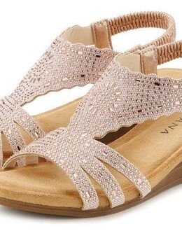 LASCANA Sommerschuh Sandalette Sandale, Sommerschuh mit Glitzerdetails und elastischem Riemchen
