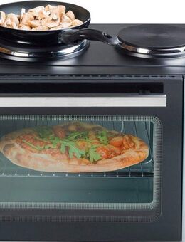 bestron Kleinküche AOV31CP Crispy & Co, mit Ofen und Doppelkochplatte, 3200 Watt, Schwarz