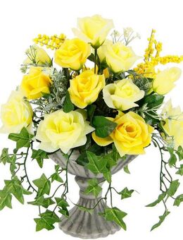 Kunstblume Rosen, I.GE.A., Höhe 35 cm, Im Pokal aus Keramik Grabschmuck Künstliche Blumen Rose