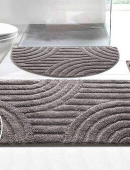 my home Badematte Regona Scandi, Badvorleger, Badezimmer Teppich, Duschvorleger, Höhe 10 mm, rutschhemmend beschichtet, strapazierfähig, Polyester, halbrund, Badteppich, Uni Farben, Hoch-Tief-Effekt, modernes Muster, Zen