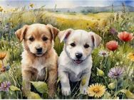 Für Hundefreunde - Postkarte 2 süße Hundebabys - Hersbruck