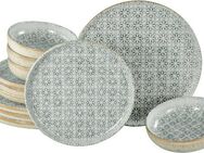 CreaTable Teller-Set Uno Emiliana, Tellerset 12-tlg (12-tlg), 4 Personen, Steinzeug, Shabby Look, Vintage Style