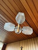 → Vintage Kronleuchter m 4 Lichtern Teakholz Glas von Temde 1960 in 88662