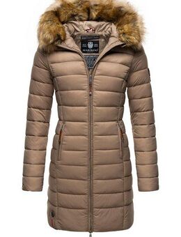 Marikoo Steppmantel Rose-Stepp zeitloser Winterparka mit großer Kunstfellkapuze