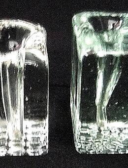 2 Stiftehalter aus Glas - ca. 6 x 6 cm / klar + grünlich - Groß Gerau