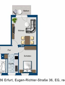 2 Zimmerwohnung mit Balkon - Erfurt
