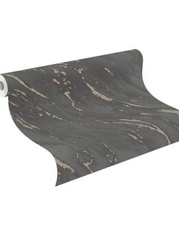 Rasch Papiertapete mit Mamoroptik in Schwarz, glatt, Steinoptik, (1 St), Marmoroptik