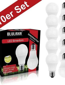 BLULAXA LED-Leuchtmittel SMD Multi, E27, 10 St., Warmweiß, 10er-Set, Promotion-Pack A60, SMD, klar