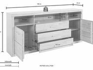 Home affaire Sideboard Ribe,180cm breit, Fronten Massivholz,7 Fächer, Holz massiv, Holzwerkstoff, Metall Griffe,2Türen,3Schubladen