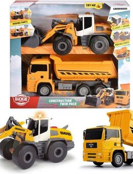 Dickie Toys Spielzeug-Baumaschine Construction Twin Pack, (Set), mit Licht und Sound