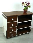 Alte Küchenanrichte / Mobile Kücheninsel / Sideboard, Nußb + Weiß in 53489