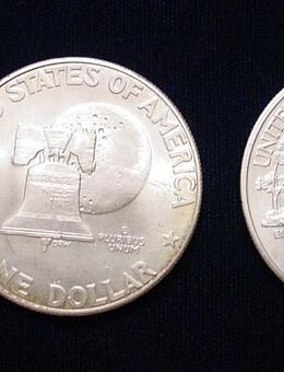 2 Eisenhower Silber Dollar Münzen im Etui 1 x 1776-1976 und 1 x 1890-1990 USA One Silverdollar Memorial Munt - Landsberg (Lech)